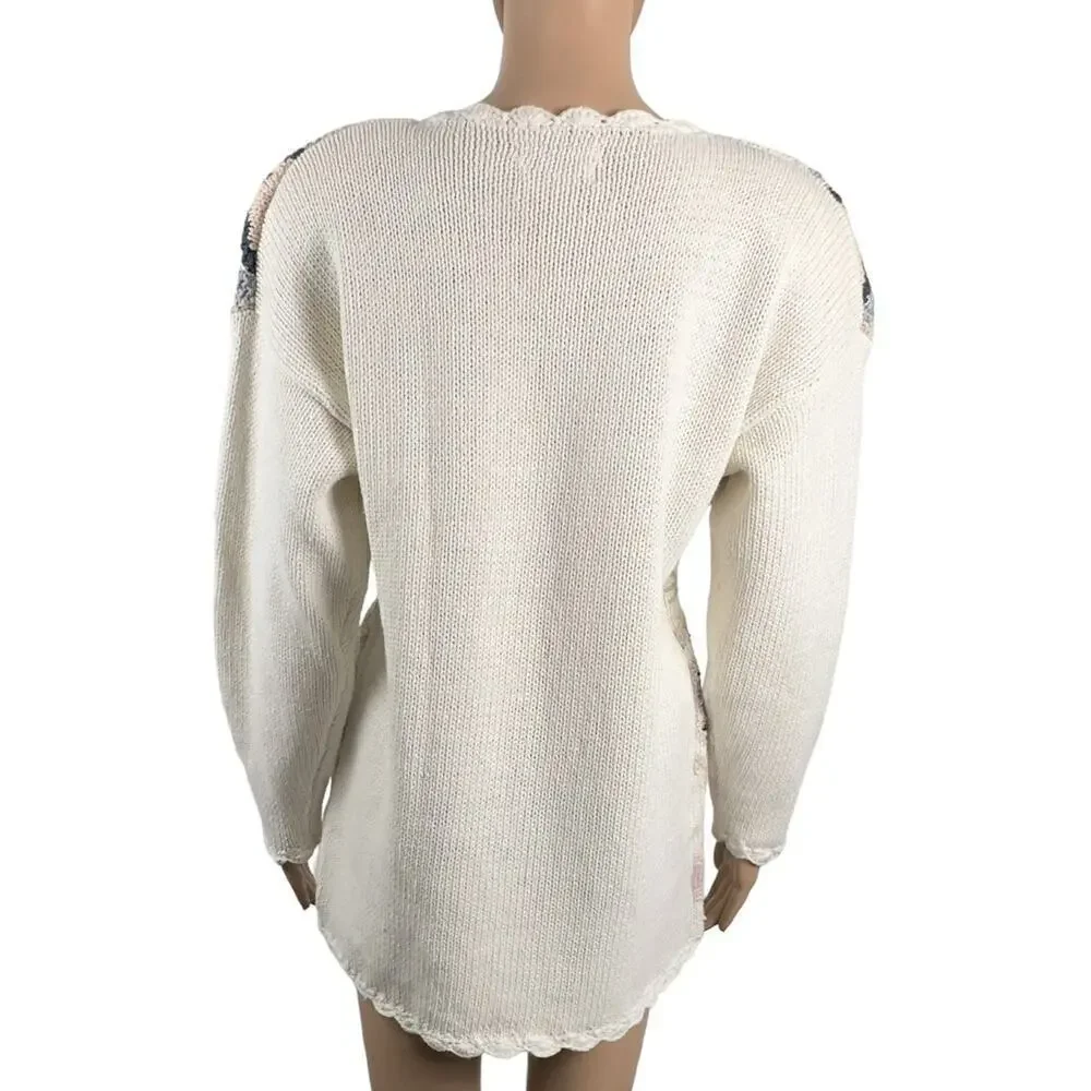 Vintage Jennifer Reed Handmade Knit Granny Cottage Core Sweater (M)